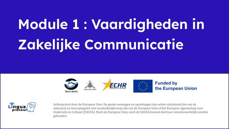 Module 1 : Vaardigheden in Zakelijke Communicatie