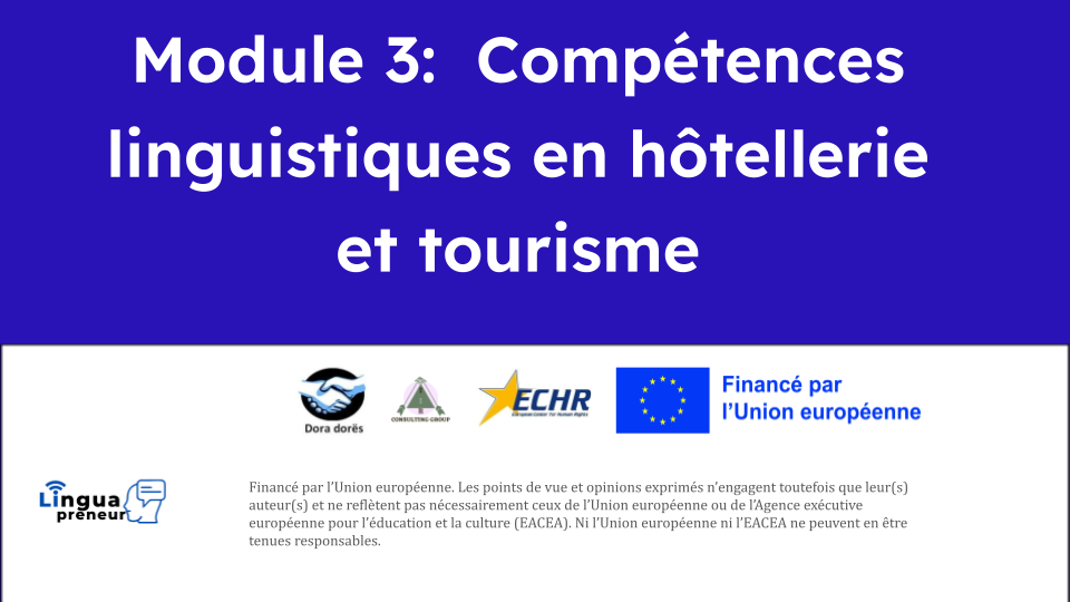 Module 3: Compétences linguistiques en hotelerie et toursime